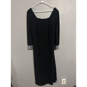 Creation Dress Black Vintage Classy Elegant Women's Sz 12P USA Sheer Rhinestones